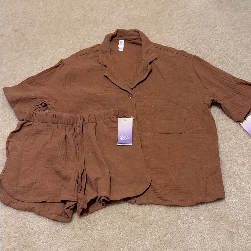 Stars Above Women’s Brown Loungewear Set! 100% Cotton! NWT!